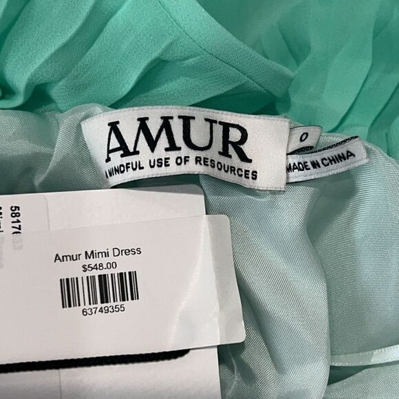 NWT AMUR MIMI HALTER NECK FRILL MINI DRESS Miami Sky Size 0 - Picture 14 of 16